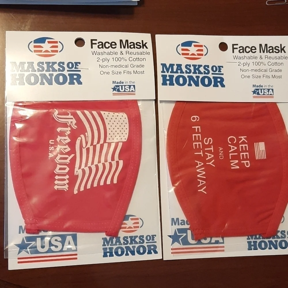 Face Masks 2 for 1 Made in USA NWT